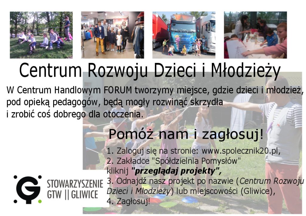 Zbieramy głosy na projekt wyposażenia Centrum Rozwoju Dzieci i Młodzieży!